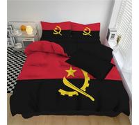 Juego Funda Nórdica Cama 105/120 3 Piezas Cultura Tradicional - Funda Edredon Bandera De Angola, Suave Fundas Edredónes Reversible con Fundas Almohada, Negro Rojo, 200x200cm