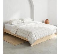 Juego Funda nórdica Cama 135/140 100% algodón - 2 Fundas Almohada 45x75 cm, Estampado Cuadro Ventana Beige