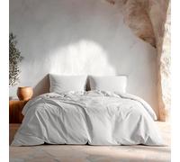 Juego Funda Nórdica Cama 80/90, Lisa 100% Algodón, Funda Edredón 150x220 cm y Funda Almohada, Transpirable, Suave, Color Gris Claro