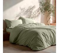 Juego Funda Nórdica Cama 80/90, Lisa 100% Algodón, Funda Edredón 150x220 cm y Funda Almohada, Transpirable, Suave, Color Verde