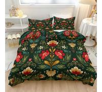 Juego Funda Nórdica William Morris Flores Hojas 3 Piezas para Cama Funda Nordica 220 x 240 2 Fundas Almohada 50x75cm,Microfibra Suave Transpirable Verde
