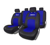 Sparco Juego Completo de Fundas de Asiento para Coche 402 INTL, 11 Piezas, Negro/Azul