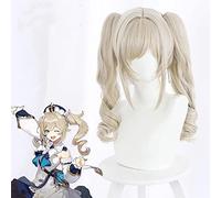 Juego Genshin Impact Barbara Curly Ponytail Rubia Largo Genshin Impact Barbara Cosplay Hair + Wig Cap