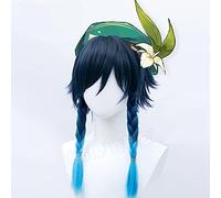 Juego GENSHIN Impact Venti Cosplay PELOS Azul GRIGADOR Pelo Corte Fiber SYNTÉTICO Wig + Marca Wig Net