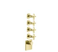 Juego Gessi Inciso para termostato oculto de 3/4 de alto rendimiento, montaje vertical, 4 vías separadas, 58348246, Color: PVD de oro