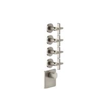 Juego Gessi Inciso para termostato oculto de 3/4 de alto rendimiento, montaje vertical, 4 vías separadas, 58348149, Color: Óptica Finox