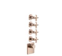 Juego Gessi Inciso para termostato oculto de 3/4 de alto rendimiento, montaje vertical, 4 vías separadas, 58348030, Color: PVD de cobre