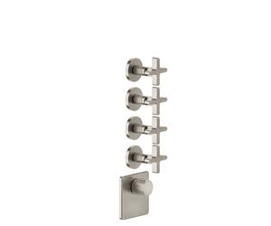 Juego Gessi Inciso para termostato oculto de 3/4 de alto rendimiento, montaje vertical, 4 vías separadas, 58348149, Color: Óptica Finox