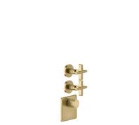 Juego Gessi Inciso Wellness para termostato oculto de 3/4 de alto rendimiento, montaje vertical, 2 vías separadas, 58344727, Color: Latón cepillado PVD