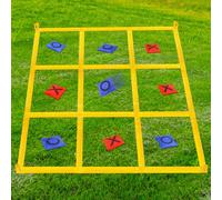 Juego Gigante De Tres En Raya para Exteriores, Apto para NiñOs, Adultos Y Familias. Tablero PortáTil De Tres En Raya con 10 Bolsas De Frijoles Incluidas.