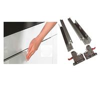 Juego guía corredera para cajones de cocina, armario muebles,sistema push - open, carriles extracción total, rieles rodamientos para 50 kg de peso push to open