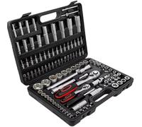 Juego herramientas mecánico Juego Llaves Tubo Trinquete Herramienta Reparación Automóviles Kit Combinado Llave Dinamométrica 1/4 " 1/2" Herramienta Manual Llave Trinquete 108 Uds.