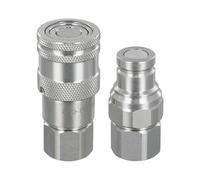 Juego hidráulico de acoplamiento rápido con válvula compatible con roscas Para NPT14 38 12 34, fabricado en carbono y acero inoxidable, tratado con zinc blanco para una mayor protección (((G3/8))