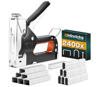 Juego Hinrichs de Grapadora Manual y Profesional de Alta Resistencia - Grapadora 3en1 para Madera Clavadora para Muebles y Tela - Incluye 1600 Grapas y 800 Clavos | Herramienta de Bricolaje