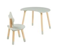 [en.casa] Juego Mesa y Silla Infantil Lallega Diseño Atractivo Respaldo en Forma de Estrella Tablero en Forma de Luna Conjunto de 2 Piezas para Niños Niñas MDF/Pino 44x60x50 cm - Verde Menta