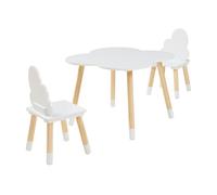 Juego infantil de mesa y 2 sillas epim mdf en forma de nubes - blanco [en.casa]
