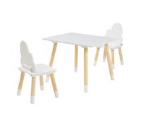 Juego infantil de mesa y 2 sillas hovle mdf en forma de nubes blanco [en.casa]