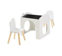 Juego infantil de mesa y 2 sillas romso mdf en forma de casa - blanco [en.casa]