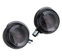 Juego: Intermitente delantero, redondo en Negro con Cristal Ahumado - para Simson S50, S51, S70, SR50, SR80, MZ ETZ, TS