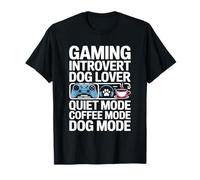 Juego Introvertido Amante de los Perros Modo Silencioso Modo Café Modo Perro Camiseta