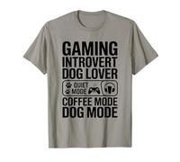 Juego Introvertido Amante de los Perros Modo Silencioso Modo Café Modo Perro Camiseta