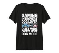 Juego Introvertido Amante de los Perros Modo Silencioso Modo Café Modo Perro Camiseta Premium