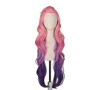 Juego KDA Seraphine Peluca Cosplay Disfraz 100CM Onda Larga Rizada Pelo Sintético Resistente al Calor Mujeres Pelucas