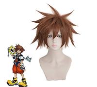 Juego Kingdom Hearts III Sora Peluca Corta Marrón Resistente al calor Pelo sintético Traje de Anime Pelucas de Cosplay + Peluca Cap KUMZ1660