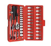 Juego llaves trinquete Conjunto Herramientas Reparación Caja Enchufe 1/4 Pulgadas Juego 53/46 Uds. Llave Trinquete Destornillador Herramienta Reparación El Hogar Y El Coche