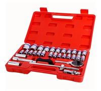 Juego llaves trinquete Juego Herramientas Mecánicos Y Juego Enchufes 32 Uds. Juego Llaves Trinquete Accionamiento Profundo Y Estándar De 1/2" Kits De Herramientas Mecánicas