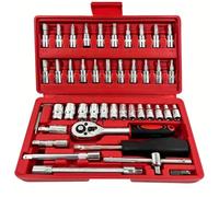 Juego llaves trinquete Juego Llaves Trinquete 46 Uds. Juego Herramientas Mecánicas Para Reparación Automóviles Y Hogar Con Estuche De Almacenamiento 1/4 Pulgadas