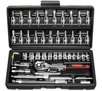 Juego llaves trinquete Juego Llaves Tubo 46 Uds. Herramienta Reparación Automóviles Combinación Destornillador Trinquete Caja Herramientas Mecánicas DIY El Hogar Herramientas De Mano