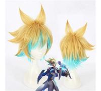 Juego LOL Ezreal Personaje Cosplay Pelucas 30 cm Gradiente Corto Resistente al calor Pelo sintético Perucas Anime Disfraz Cosplay Peluca
