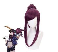 Juego Lol K / Da Akali Cosplay pelucas Kda larga púrpura cola de caballo resistente al calor pelo sintético Peluca Anime juego de rol disfraz peluca