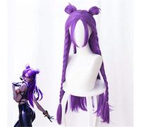 Juego LoL K/DA Kaisa Cosplay Pelucas Larga Púrpura KDA Peluca con bollos Pelo sintético resistente al calor Fiesta de Halloween Disfraz Peluca Prop