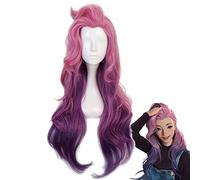 Juego Lol Seraphine Cosplay peluca Kda Cosplay onda suelta recta rosa mezcla púrpura resistente al calor pelucas de pelo sintético A