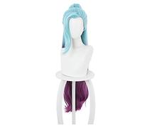 Juego LOL Seraphine Cosplay Pelucas KDA Seraphine Azul Lila Largo Gradiente Sintético Pelo Artificial Resistente al Calor Halloween Fiesta Juego de rol