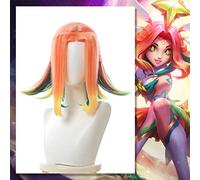 Juego Lol Star Guardian Neeko Pelucas de Cosplay Corto Color mezclado Peluca de pelo sintético resistente al calor