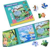 Juego magnético Rompecabezas,Puzzles Magnético,Puzzles Infantiles,Juegos de Viaje niños de 2 3 4 5 años para la ocupación en el avión/Coche Paseo niños (Animales)