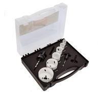 Juego MAKITA de agujeros BiM (con rosca): 19, 22, 29, 38, 44, 57 mm + 2x adaptador + 2x broca centradora HSS-G, 10 piezas D-47117