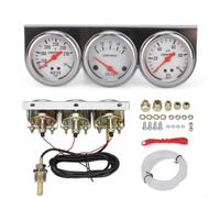 Juego Medidores Coche 52mm Hierro 12V Juego Medidores Coche | Monitorea temperatura agua, presión aceite y voltaje simultáneamente, para compacto 52mm, ideal tableros pequeños