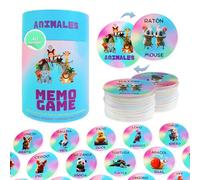Juego Memory Bilingüe para Niños | 40 Piezas - Animales en Inglés y Español | Juego de Mesa Educativo para Niños de 4, 5, 6 Años | Desarrolla Memoria y Habilidades Cognitivas (Azul)