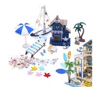Juego Miniatura Decorativo - Casa de Muñecas Temática Marina, Accesorios Realistas | Adorno Pequeño Playa Manual, Diseño Creativo Maquetas Niños Hobby Acción Gracias Navidad Niñas