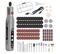 Juego Miniherramienta Rotativa InaláMbrica, Kit Miniamoladora EléCtrica | Kit Grabador Recargable De 18000 Rpm Con 5 Velocidades Y Luz Led, Herramienta Para Taladrar, Grabar, Pulir Y Esmerilar(Gray)