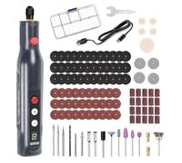 Juego Miniherramienta Rotativa InaláMbrica, Kit Miniamoladora EléCtrica | Kit Grabador Recargable De 18000 Rpm Con 5 Velocidades Y Luz Led, Herramienta Para Taladrar, Grabar, Pulir Y Esmerilar(Black)