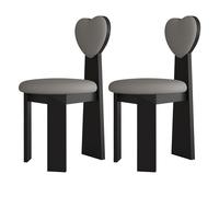 Juego moderno de 4, 2 y 6 sillas de comedor de madera maciza con cojines de cuero y respaldos de tela para cocina, comedor, sala de estar, oficina (negro y gris oscuro)