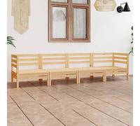 Juego modular de jardín de 4 piezas, de madera de pino maciza, sólido y estable, segmentos de conexión para su propia configuración, máximo 110 kg por asiento
