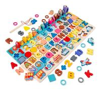 Juego Montessori Niño 3 4 5 Años - Puzzle Alfabeto de Madera, Juguete Educativo Aprender a Leer y Escribir, Motricidad Fina, Juego de Pesca y Clasificador de Formas, Actividad Materna, Regalo para