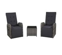 Juego muebles bistro jardín 3 pzas cojines ratán sintético gris vidaxl