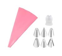 Juego multifuncional de herramientas for decorar pasteles: manga pastelera silicona con boquilla acero inoxidable reutilizable(Pink 8pcs)
